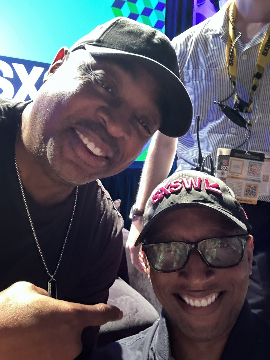 rfoxworth's tweet photo. So hyped to meet hip hop icon @MrChuckD of @PublicEnemyFTP at @SXSW after a panel on 40 years at @defjam! https://t.co/SKbYdGBgmD