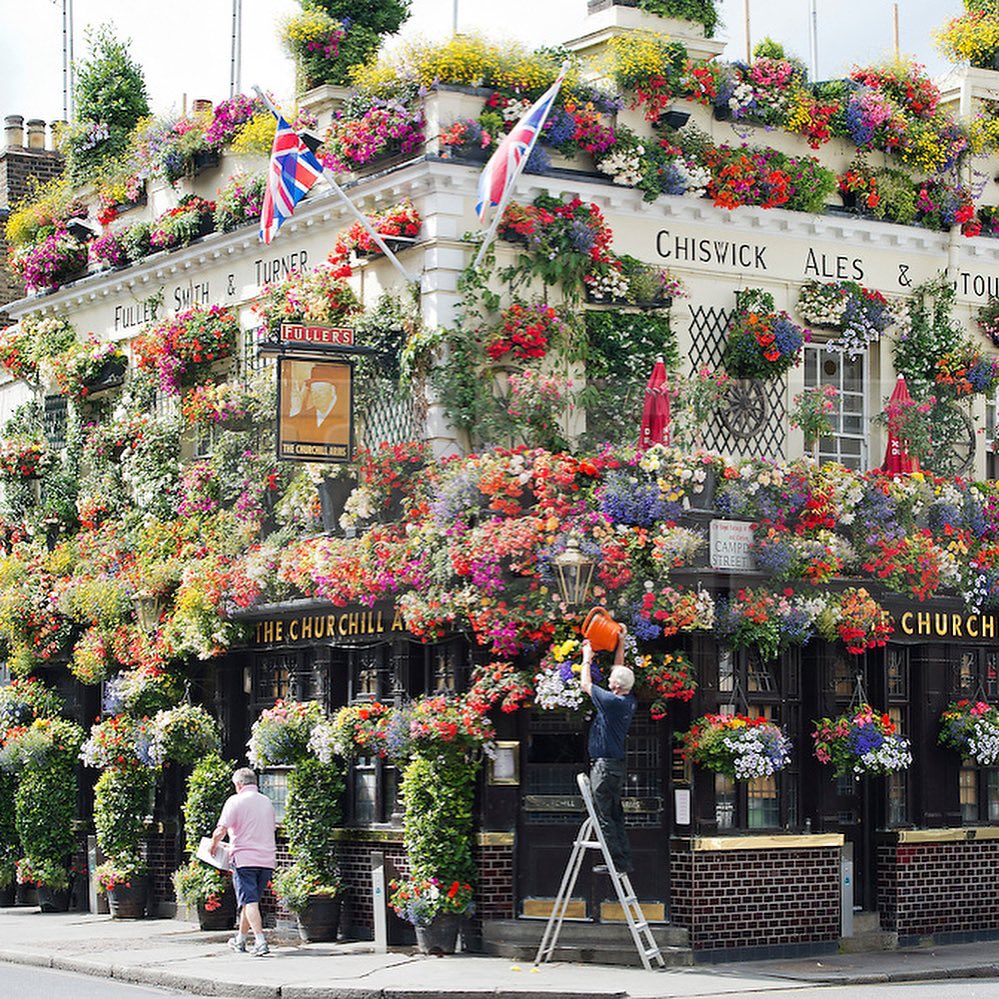 Is there a better sight in springtime than @ChurchillArmsW8 The best pub in the world. I’m in #London on Tuesday so will pop in and have a snifter 🍺🥃🍻🧃🥤🧋🍷🧉🍾 ☀️ 🇬🇧 #FridayVibes