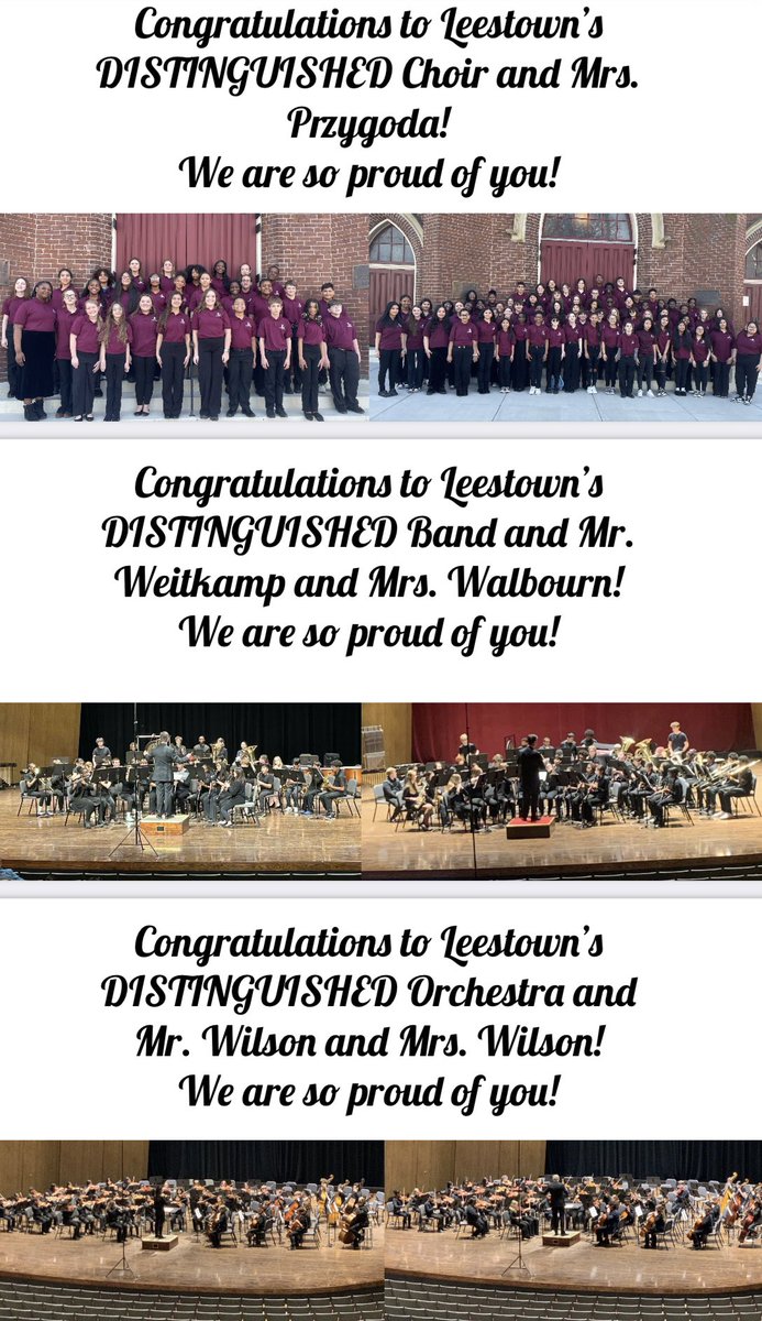 TheLeestownWay's tweet photo. It’s an amazing accomplishment to have one distinguished music program at a school… imagine how we feel having THREE distinguished music programs!

👏 Way to go Leestown band, orchestra, and choir!! 🎶 https://t.co/27xUrhmiPu