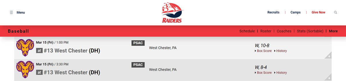 divIIbaseball's tweet photo. .@SHIPUBaseball with the impressive road doubleheader sweep of a ranked West Chester team. they'll look to go for the series sweep at home tomorrow.

Austin Baal and Gio Calamia both went 4-7 in the doubleheader.

#D2Baseball https://t.co/szapq7obFo