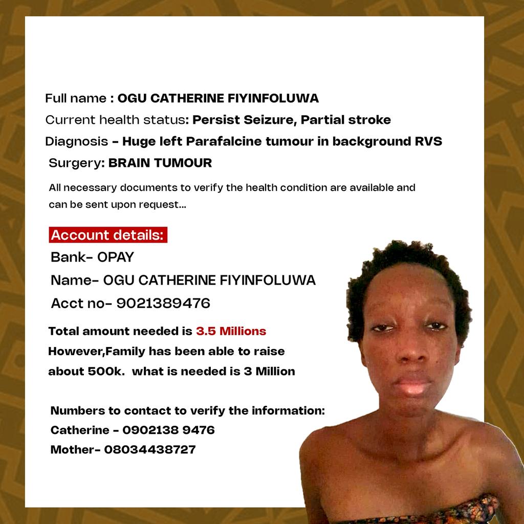 ElijahTemilade's tweet image. Account details:
Bank: OPAY
Name: OGU CATHERINE FIYINFOLUWA
Account number: 9021389476
Kindly note that all contribution are appreciated and no amount is too small. #help #Gistlover #kissdaniel #FCMB #NGO #Health