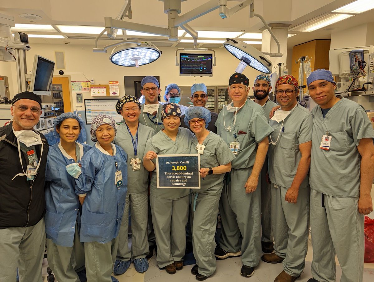 Today, I reached a milestone, having completed my 3,800th thoracoabdominal aortic aneurysm repair. Back in May 2000, I performed my 1,510th, surpassing the previous record holder, Dr. E. Stanley Crawford's 1,509th. Many thanks to the team that made this possible. #NotRetiredYet