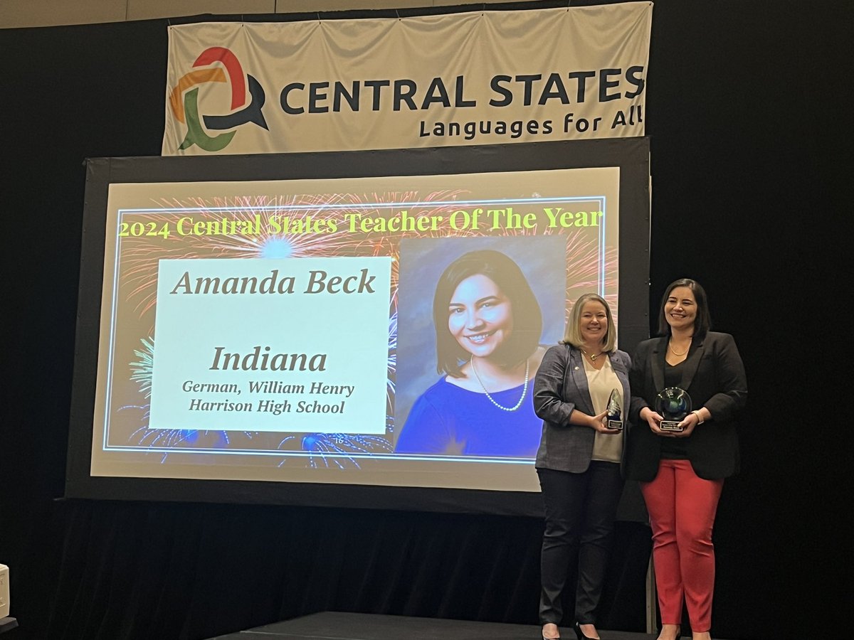cslang4all's tweet photo. Celebrating the State Teachers of the Year and the new Central States TOY at the Awards, Grants, and Scholarships Reception. Congratulations to all!! #csc24 More pics in comments. https://t.co/pIj2oO3yLs
