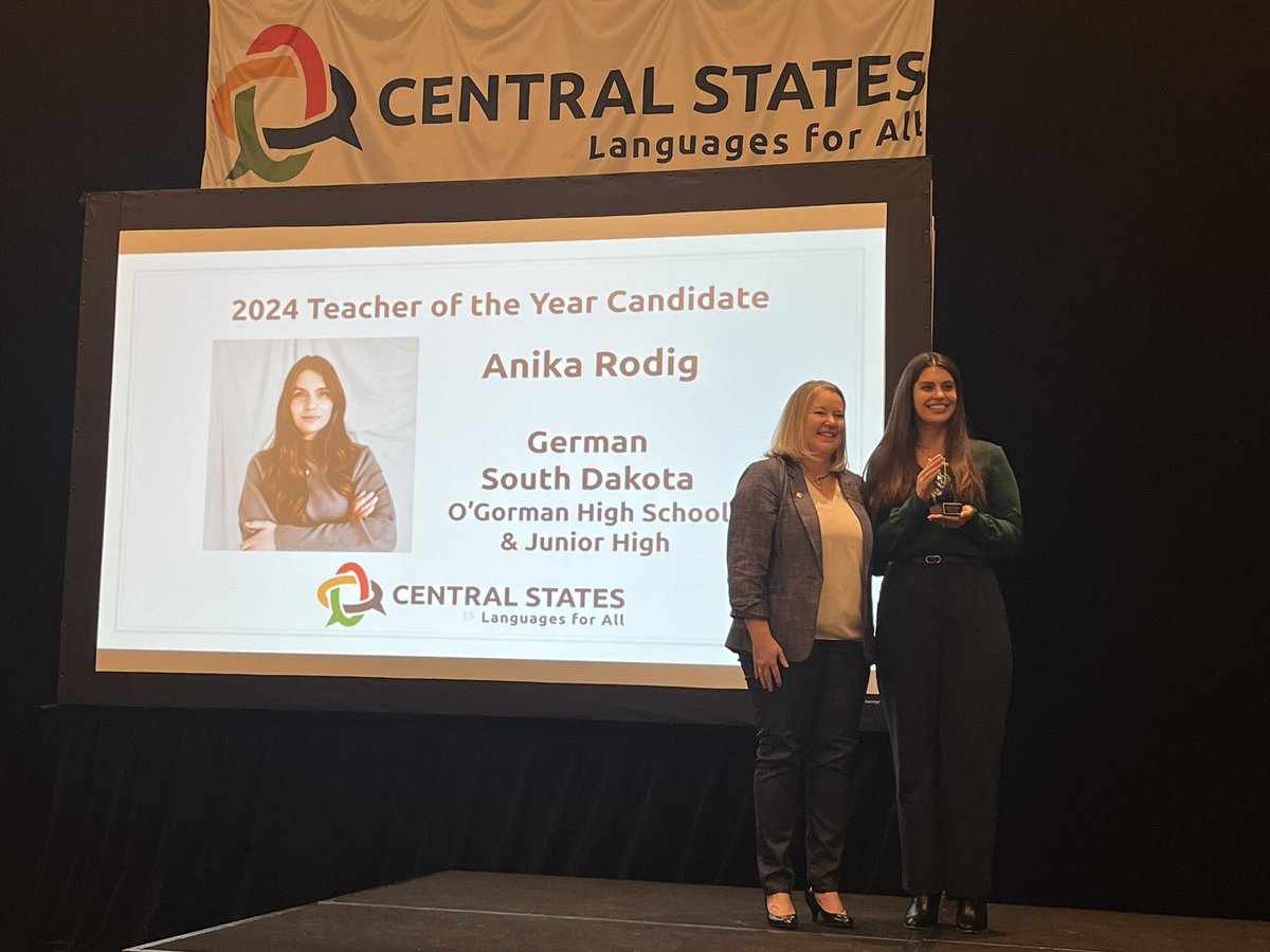 cslang4all's tweet photo. Celebrating the State Teachers of the Year and the new Central States TOY at the Awards, Grants, and Scholarships Reception. Congratulations to all!! #csc24 More pics in comments. https://t.co/pIj2oO3yLs