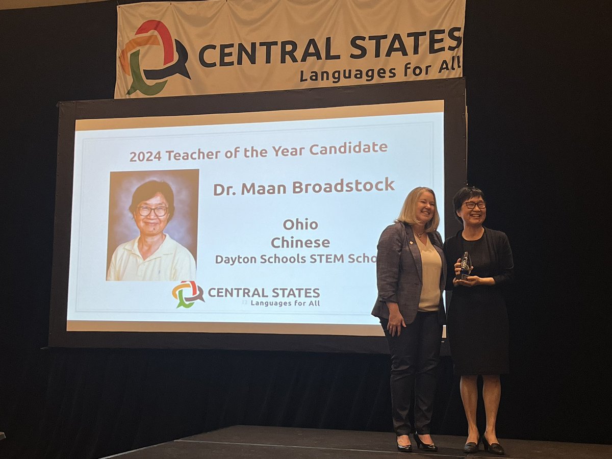cslang4all's tweet photo. Celebrating the State Teachers of the Year and the new Central States TOY at the Awards, Grants, and Scholarships Reception. Congratulations to all!! #csc24 More pics in comments. https://t.co/pIj2oO3yLs