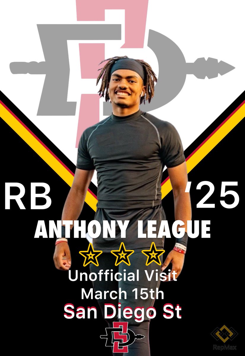 Confirmed! Anthony League @AnthonyLeague25 will be at SDSU tomorrow! @AztecFB @DarianLH3 @TheHC_CoachLew @AztecRecruits