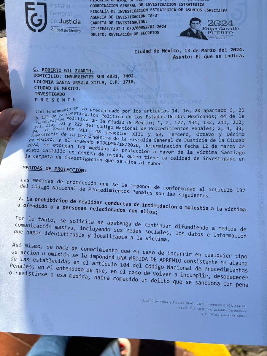 ⁦@SNietoCastillo⁩ pidió a la fiscalía de la CDMX unas medidas para que no denuncie su corrupción ni mencione su nombre ¡Háganme el favor! El miedo no anda en burro. Corrupto y sacatón.