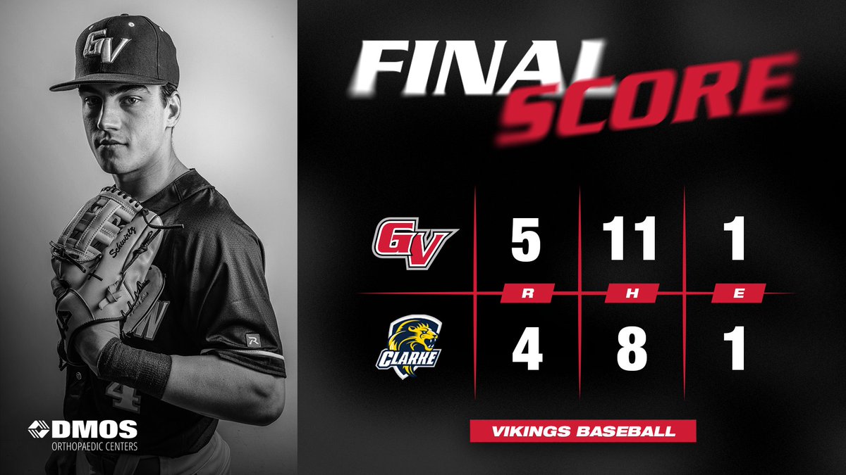 ⚾️| FINAL | GVU 5 - CU 4

Grand View is able to get the split on the day with a win in Game 2. 

Wadel went 3-4 with a 3B and 3 RBI

#Voyage2Viktory