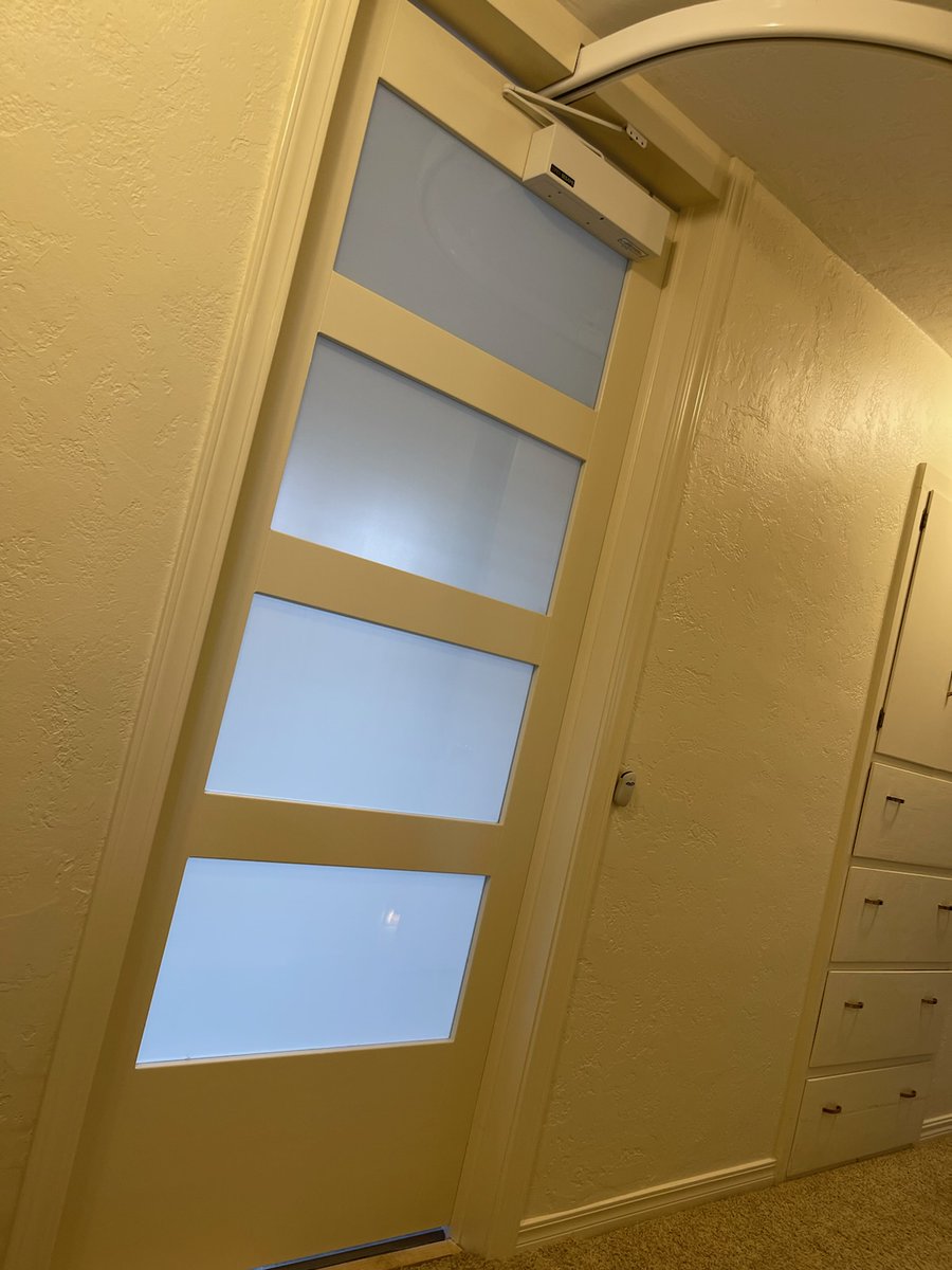 FLIcharity's tweet photo. We often get Door Opener requests for exterior doors but here is one we helped a lady get so she could have independent bathroom access and privacy 

#independent #assistivetechnology #access https://t.co/n5WiYimI1N