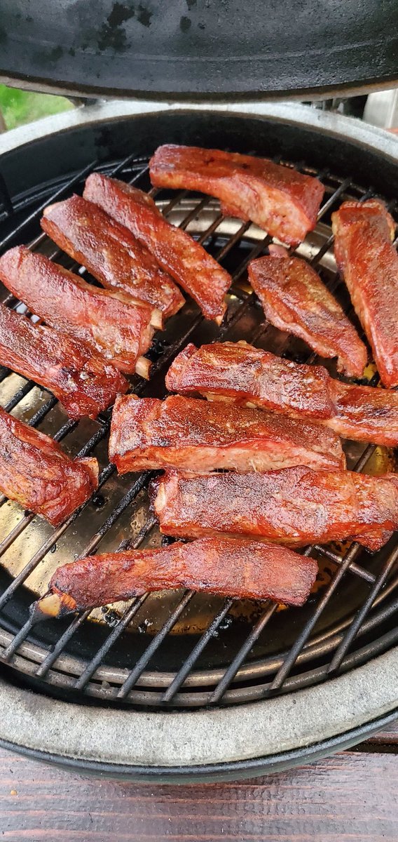 Riblets on the green egg.  This came from How to BBQ Right.
#Howtobbqright  #biggreenegg