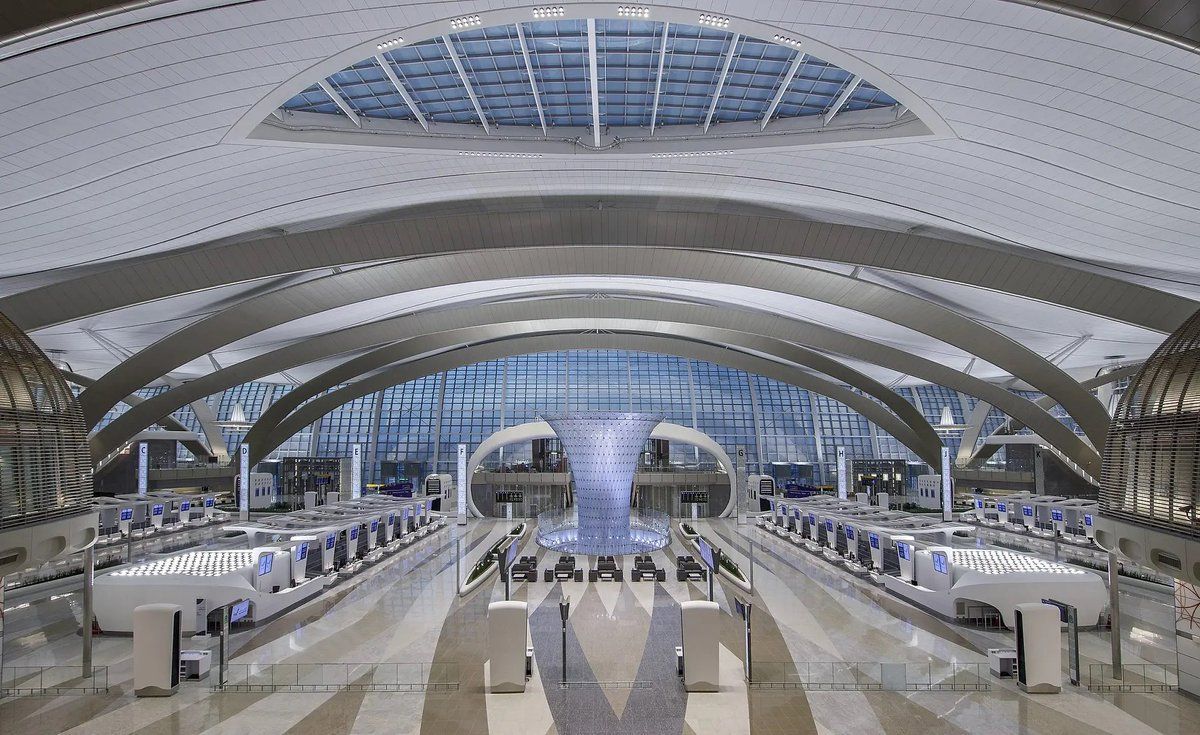 Abu Dhabi's airport has been renamed Zayed International after the UAE’s founding father. The move follows the opening of a $3BN new terminal (pictured) in October 2023. Designed by <a href="/KohnPedersenFox/">KPF</a>, the vast Terminal A can process up to 45M passengers a year. 

📷 Victor Romero