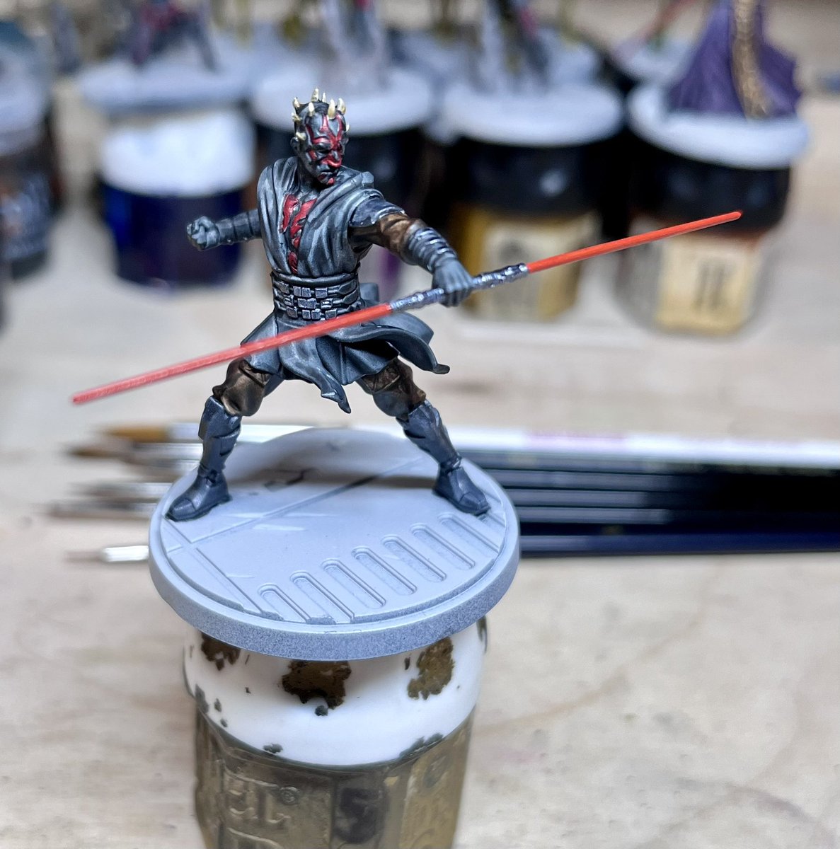 LSurion's tweet image. #hobbystreak day 7: all base colors done on Lord Maul. Hope to be able to finish him tomorrow!
