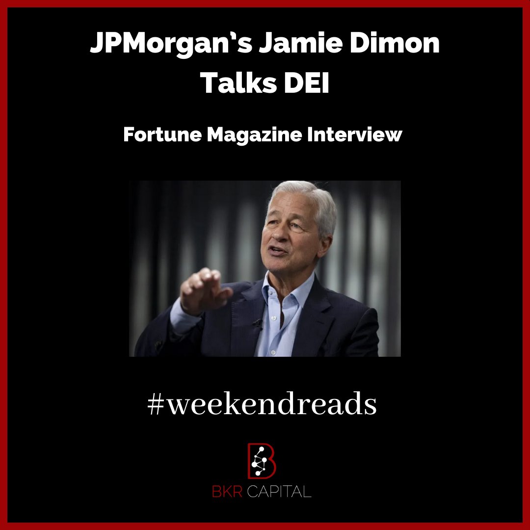 How does Jamie Dimon (Chairman & CEO, @JPMorgan), approach the bank’s #diversity efforts to achieve optimal results? Find out in his interview with @FortuneMagazine's @ruthumohnews. Read: bit.ly/3UX6PWo #BKRCapital #WeekendReads