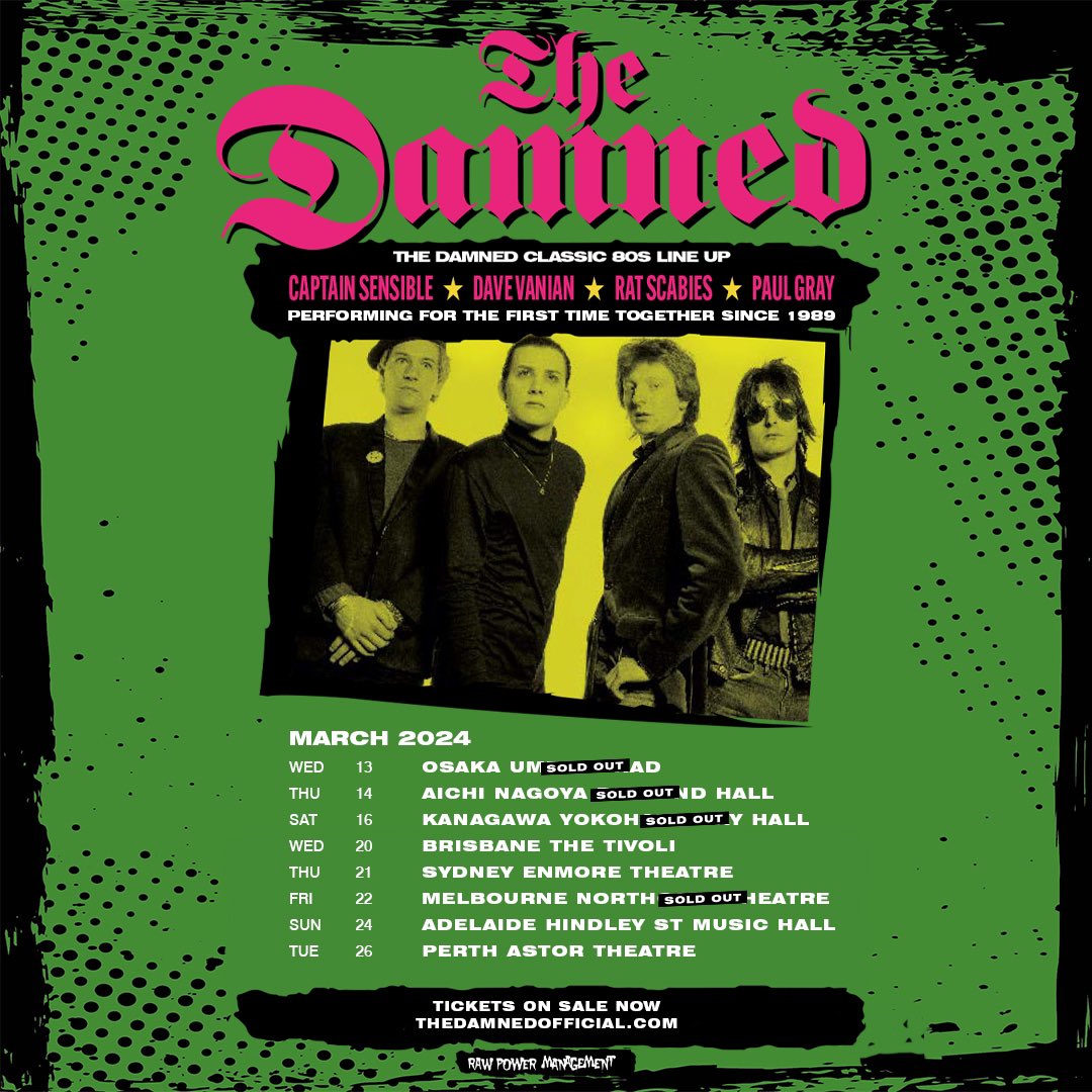 Australia - TICKETS ARE SELLING FAST! This weekend we play Punkspring Festival and our SOLD OUT show in Kanagawa, see you there!🇯🇵 officialdamned.com/live