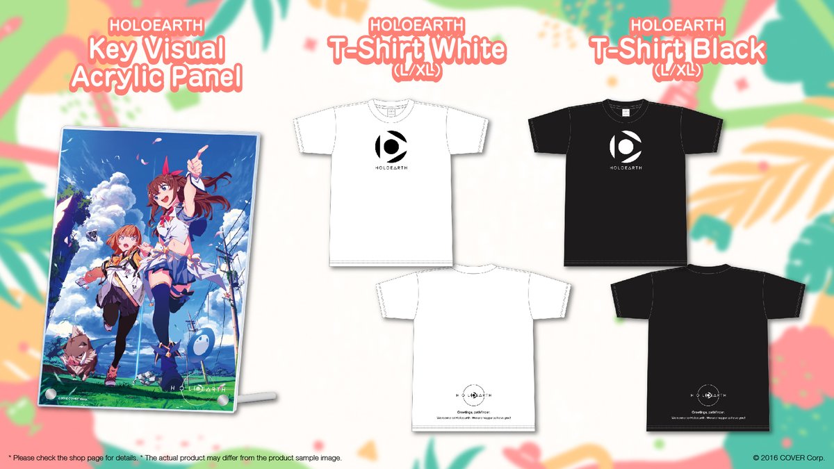 #hololivefesEXPO24_DAY1 #Holoearth merch for hololive SUPER EXPO 2024 is currently available for sale online🌐 An acrylic panel stand featuring the Holoearth key visual, as well as t-shirts designed after those available for avatars in Holoearth are available! ▼Merch page