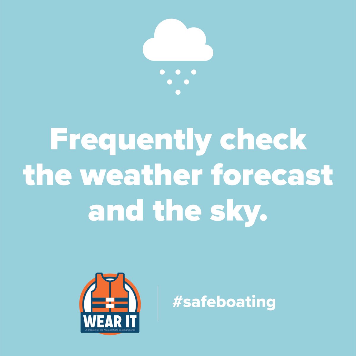 Smooth sailing starts with checking the skies! ☀️ Before you set sail, check the weather forecast and keep an eye on the changing skies throughout your journey. By staying aware of the weather, you prioritize safety for everyone onboard. 🎨 Safe Boating Campaign.