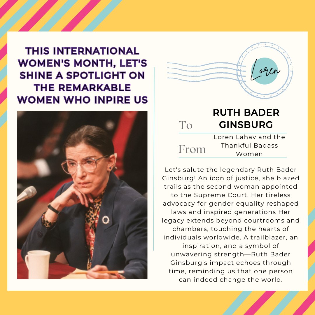 👩⚖️ Honoring Ruth Bader Ginsburg: A Trailblazing Force. In the spirit of #InternationalWomensMonth, let's salute the indomitable #RBG! A champion for equality and justice, she shattered glass ceilings and left an enduring legacy that continues to inspire generations🌟💪