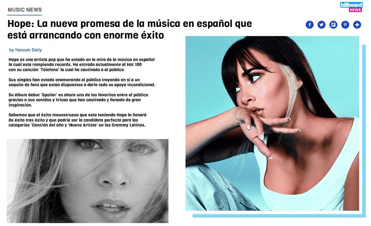 BILLBOARDRPM's tweet photo. 𝗕𝗜𝗟𝗟𝗕𝗢𝗔𝗥𝗗 𝗡𝗘𝗪𝗦

Hope ; está cautivando los corazones de todo un público con su música ¡esperamos más música! 🎶💿 https://t.co/0C0cTtsGOF