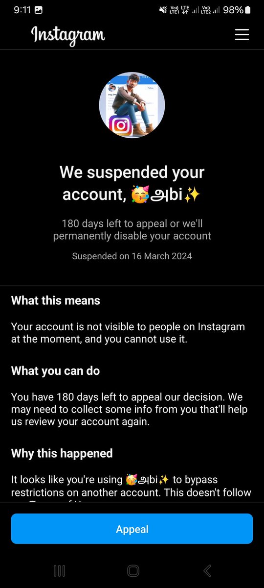நான் என்னடா பண்ணுன உன்ன தேவையில்லாம என்னோட accound ah எதுக்குடா suspend பண்ணுன 😓😓😓

அடேய் mark மாயாண்டி...😡😡😡