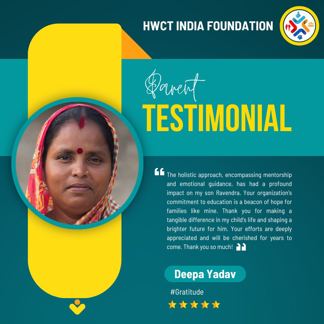 hwctindia's tweet photo. HWCT will like to thank all its supporters, as your support has made the positive impact and this testimonial boosts our energy level to do better each day. Thank you for the incredible support for education! π
#ChangeLives #HWCT #JoinUs #EducationForAll #EducateToEmpower https://t.co/xNpJDZzKDI