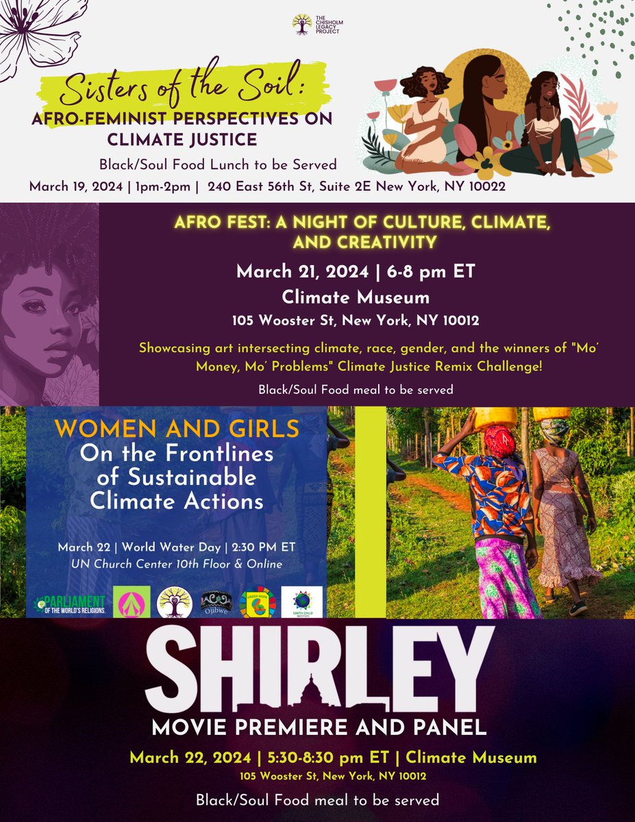 The Chisholm Legacy Project (TCLP) Events & Activities at the 68th Annual United Nations Commission on the Status of Women in New York City. REGISTER HERE: eventbrite.com/o/the-chisholm…