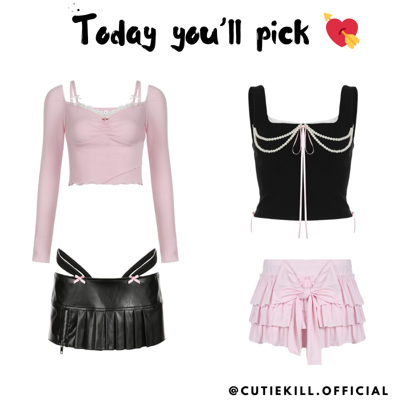 Cutiekillshop's tweet photo. Left or Right? 🥰🩰🖤💗 

#coquette #youandme https://t.co/Xe8HGLJz8f