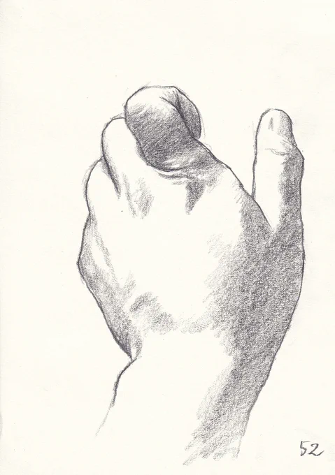 自分の左手見て描いたクロッキー。 