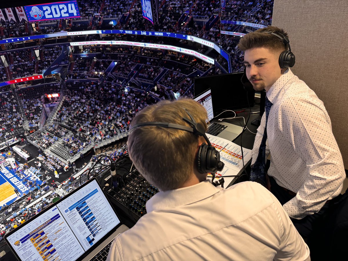 Our @commvt SMA students are absolutely crushing it in DC. Covering tonight’s ACC semifinals. We’ve turned Capital One Arena into one huge VT classroom! #VTSMA