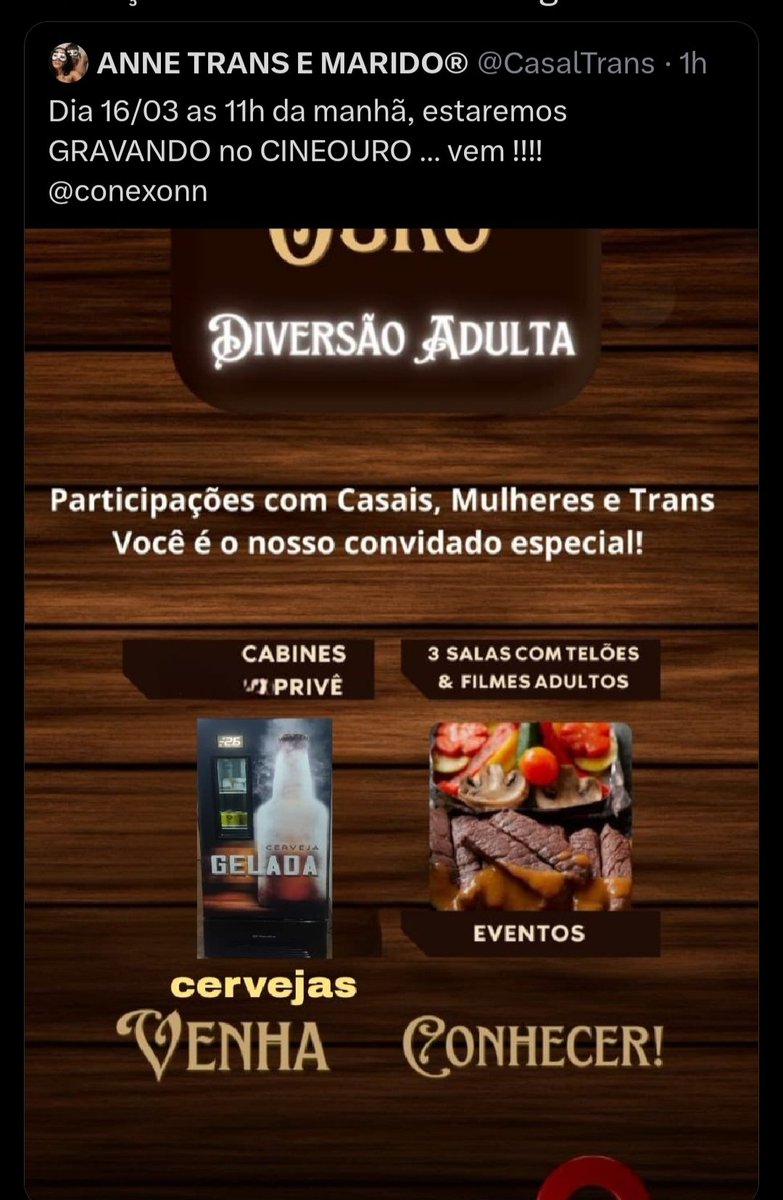 mandybrtrans's tweet photo. É amanhã que a minha amiga Anne do 
@CasalTrans vai estar gravando um vídeo ao vivo no Cine Ouro ! @conexonn https://t.co/DJCl9lpiEi