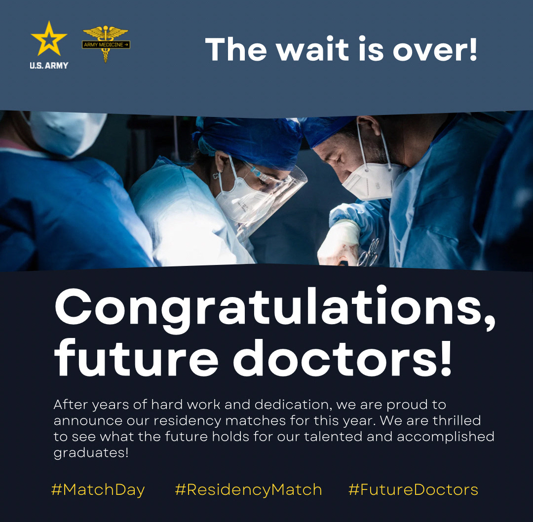 IT’S MATCH DAY! Congratulations to all those who have been matched to residency program! Hopefully you got your first choice.

#matchday #residency #armymedicine #hpsp #fap #strap