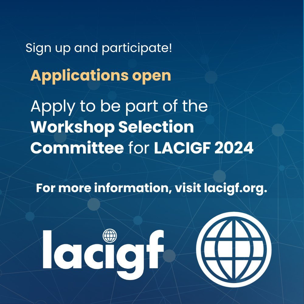 📢 Extended applications to join the Workshop Selection Committee of #LACIGF! Deadline extended to March 24. Seize this opportunity to contribute to Internet governance in Latin America and the Caribbean. 🌎 Apply now: 
lacigf.org/en/call-for-ap…