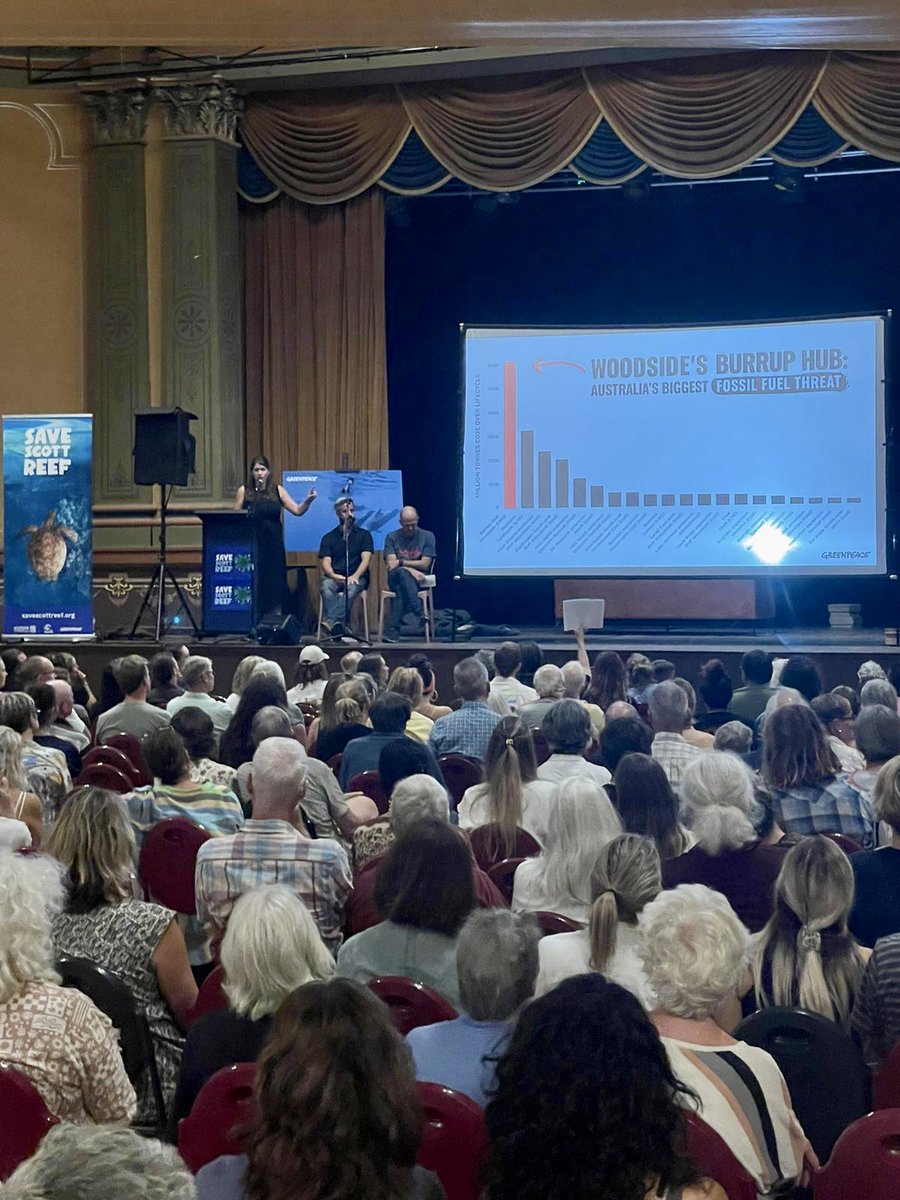 Jess_Panegyres's tweet photo. If ⁦⁦@WoodsideEnergy⁩ gets its way it’ll export fossil gas from Western Australia until 2070. 
I’m 8 months pregnant. My baby will be a 46 yr-old middle aged man by 2070. In a climate crisis we can’t afford Woodside’s Burrup Hub. 
(Photo Save Scott Reef launch this week) https://t.co/UAt1qGRjI5