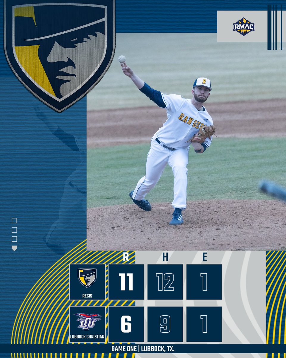 BASE | Jacobs tosses six shutout innings, <a href="/RegisUBaseball/">Regis University Baseball</a> opens the weekend with an 11-6 statement win over No. 22 Lubbock Christian! #RangerUp #ShovelBoys