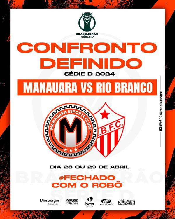 É O 🤖 NO BRASILEIRÃO! 🟠⚫️

Com três anos de fundação, o Manauara Esporte Clube prepara-se para estrear no Campeonato Brasileiro Série D de 2024. O Robô da Amazônia recebe o Rio Branco-AC em sua estreia na competição, no dia 28 ou 29 de abril. 

#ManauaraSe
#SerieDDoBrasileiro