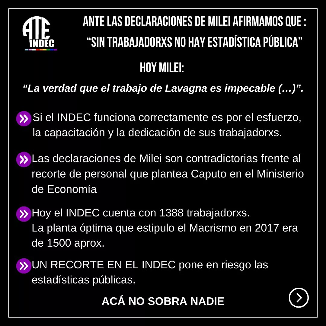 ATEIndec's tweet photo. En el INDEC no sobra nadie✊
📑Declaración completa en :📑https://t.co/yju3FUmoa6 https://t.co/Kg8BLlbuh5