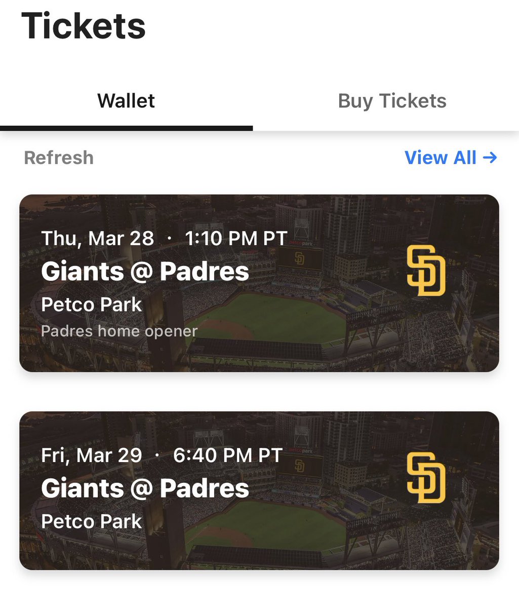 Dylan Cease gets the opening day ticket in the cart! Hope he pitches one of these two.

#gopadres #OpeningDay