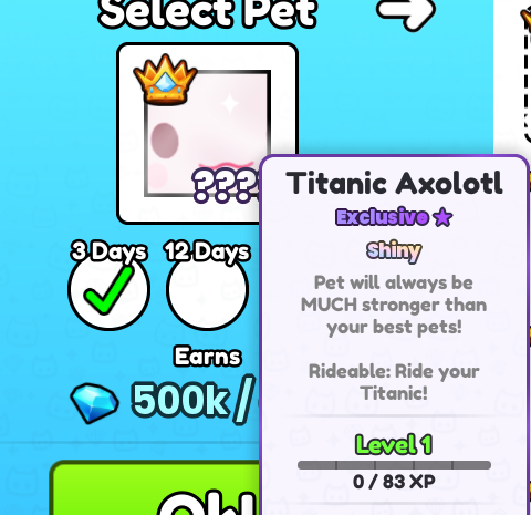 Longer the stay, and the better the pet, the more diamonds. Here's some examples