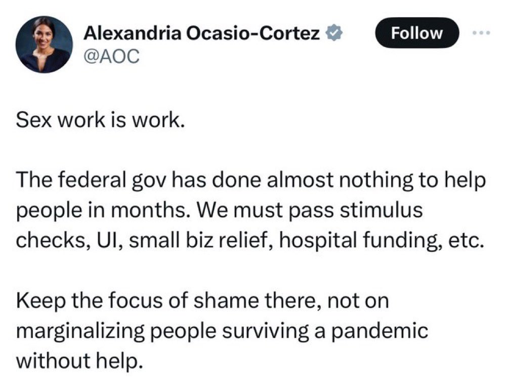 Hey @AOC staffers, remember when you tweeted “sex work is work”? We do. So why are you partnering with NCOSE aka Morality in Media, an evangelical group that aims to further marginalize and criminalize sex workers? You have a history of standing with workers but this…