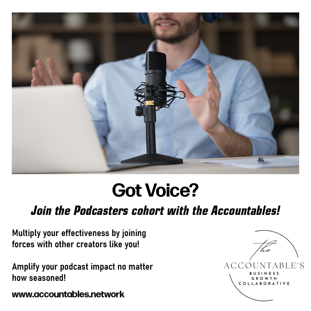 B_L_Colburn's tweet photo. 📈 Transform your podcasting journey with The Accountable's Podcasters Cohort! Whether you're just starting out or looking to fine-tune your skills, our weekly sessions offer support and guidance. https://t.co/mEetCY0EeM #TheAccountables #Podcast #Cohort #peer2peer #Network https://t.co/ixLia7g3x8