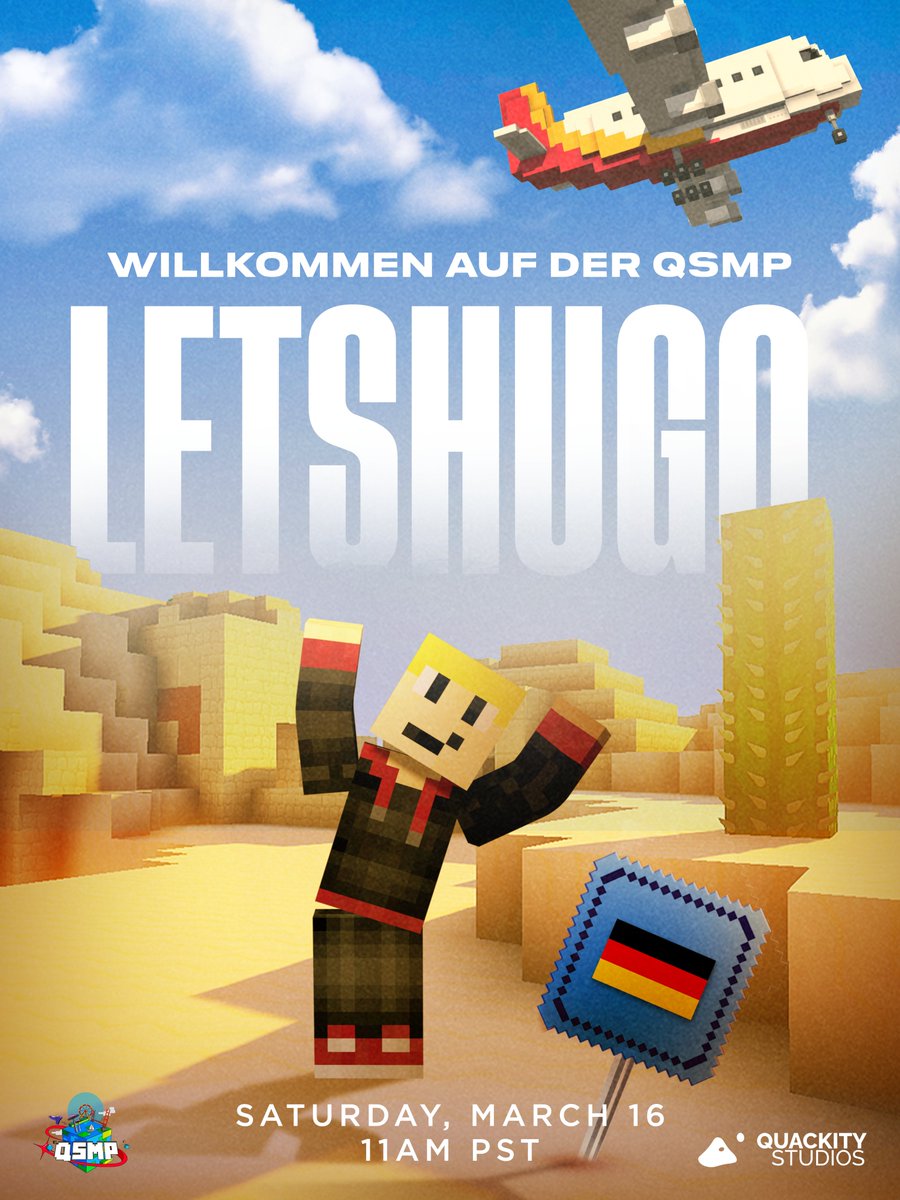 WELCOME GERMANY TO QSMP. We are introducing our first German creator 'LetsHugo' to QSMP! We're able to do this thanks to our 'Real-Time Translation' tool, which will allow us to communicate with LetsHugo and more creators in the future. WELCOME WORLD TO QSMP!🌐