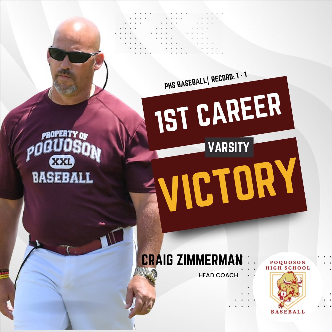 PoqBaseball's tweet photo. Congratulations to Coach Zimmerman has he earns his first victory as a Varsity head coach.
Way to go Coach! Let’s go and get a lot more of these Ws‼️
#poquoson #PHS #bullislandersbaseball #localboys #headcoach #reptheisland https://t.co/BHWqS6mW54