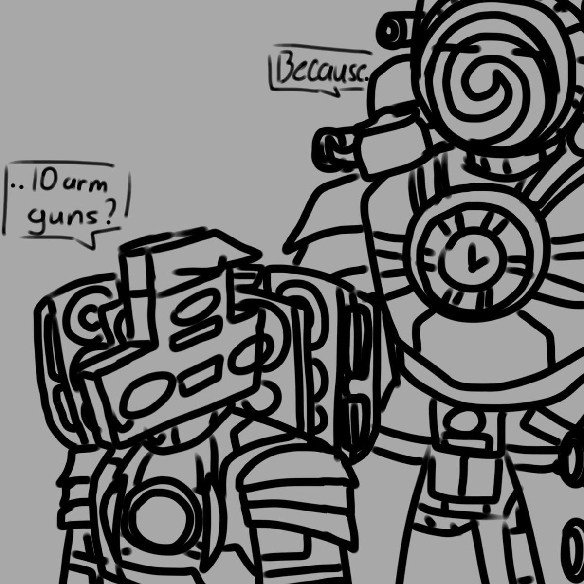 CaffieneRiot's tweet image. TS is questioning his weaponry set ( he loves him but why r they also on his hips )

#SKIBIDIMULTIVERSE #Timewave ( Idfk tagging their shipname from me )