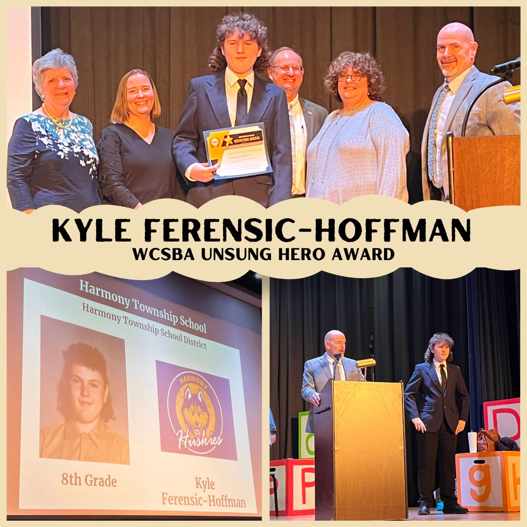 The NJSBA Unsung Hero Award is given out annually to students who demonstrate quiet leadership and model citizenship. Congratulations to our 8th grader, Kyle Ferensic-Hoffman, awarded the 2024 NJSBA Unsung Hero Award. An award well deserved!