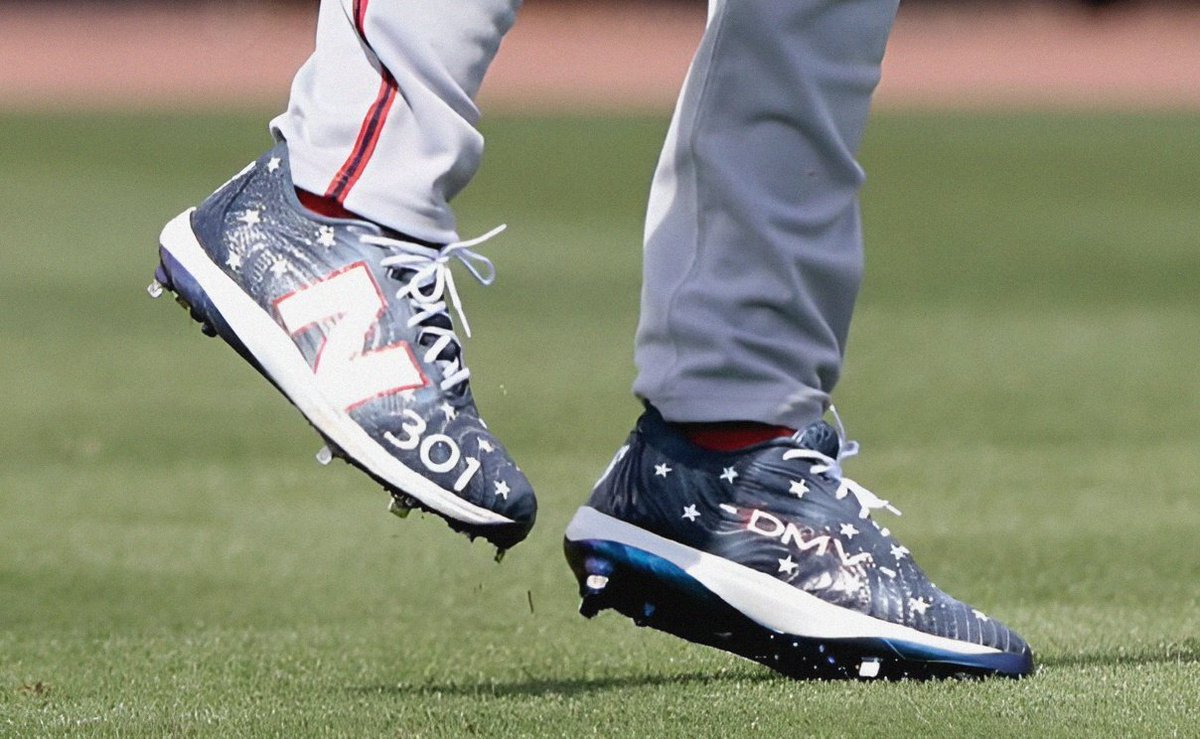 Washington Nationals CF James Wood is wearing a custom pair of "DMV" &amp; "301" New Balance FuelCell 4040 v7 cleats at #SpringTraining
