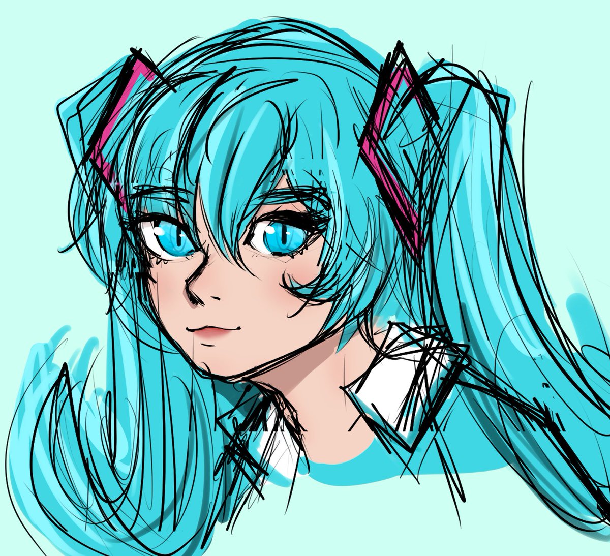 Nailowo's tweet photo. miku doodle :33333 https://t.co/BcTKBjc3Mk