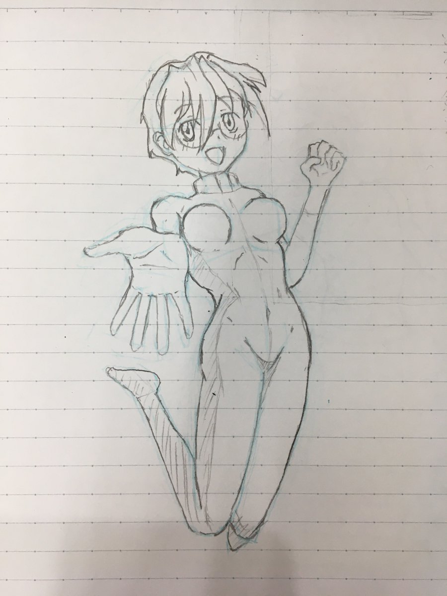 仕事前にアセベ風のイラストパイスーの下書き完成 