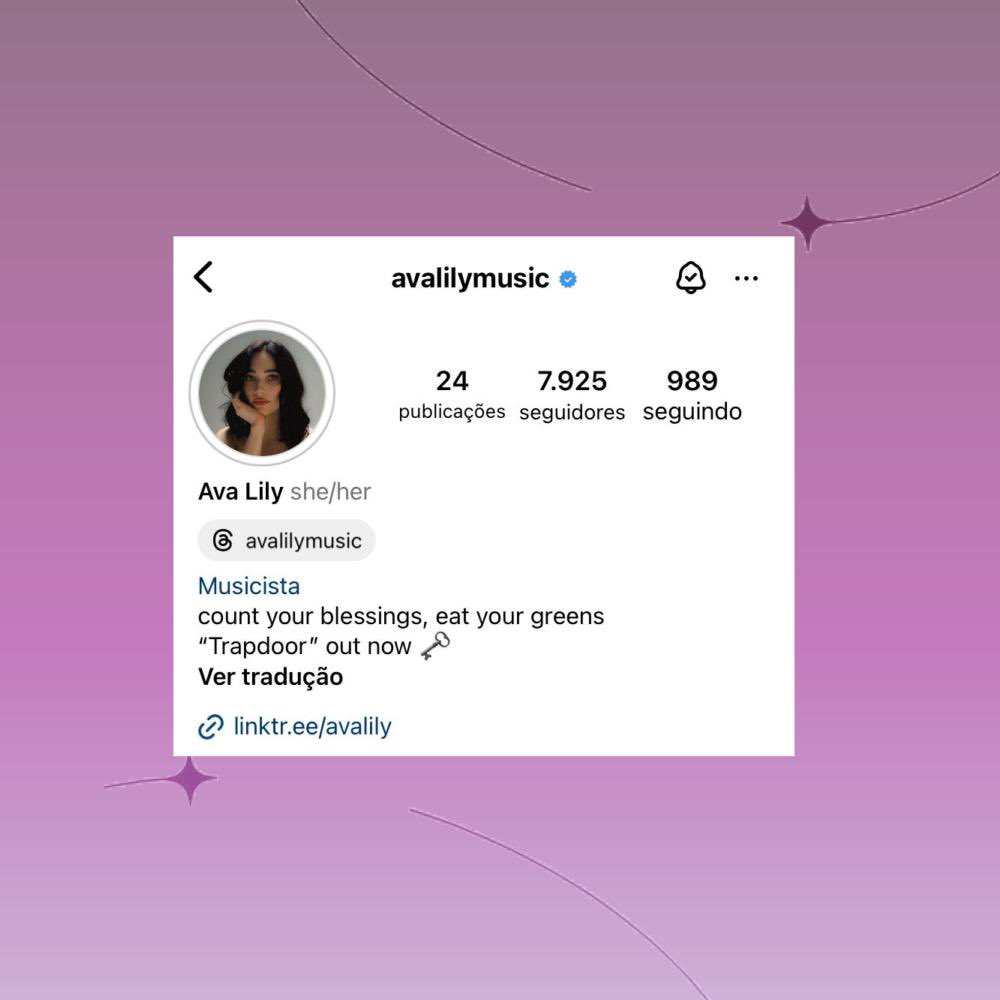 AvaLilyBrasil's tweet photo. 📲 | Ava adicionou: “Trapdoor” out now 🗝️ (já disponível) em sua bio do Instagram! 💜 https://t.co/8gUiUtXw4J