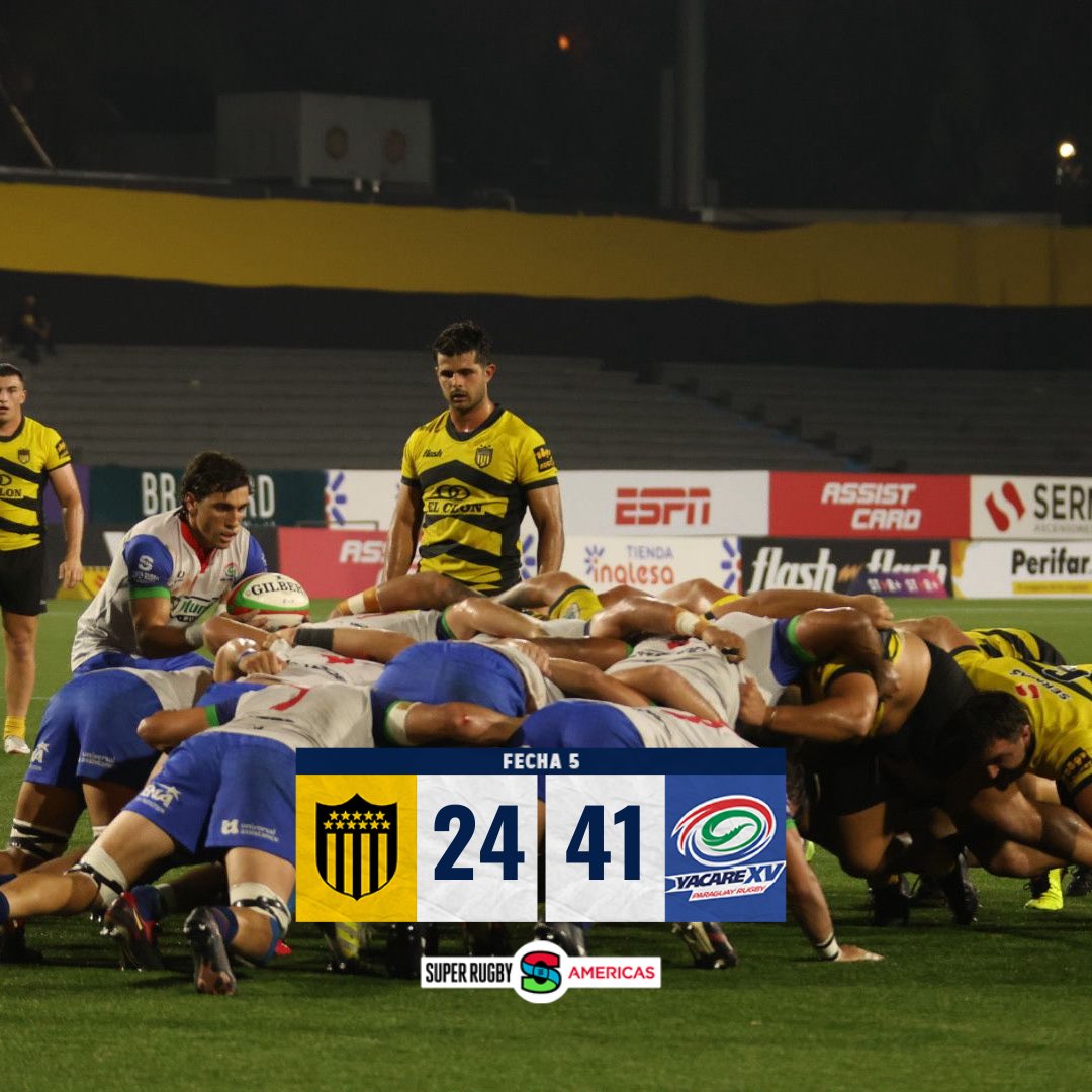 ¡GRAN TRIUNFO DE YACARE! 🐊 Yacare XV se impuso a Peñarol por 41-24 en la Fecha 5 del Super Rugby Americas 👏🏼 🏉 Felipe Puertas, Juan Cruz Perez, Arturo Lopez, Juan Cruz Strada, Try Penal, Juan González. 🎯 Conv: Joaquín Lamas (3) - Penal: Joaquín Lamas (1) #SomosYacares