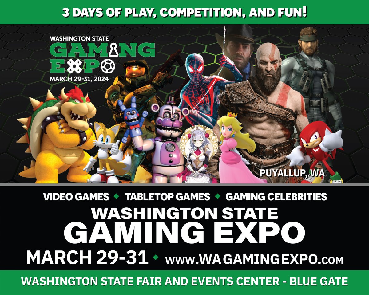 Join us for 1 day or come for all 3. Ticket prices do not increase for our shows. Our celebrity lineup is massive and the Tabletop and Video Game Tournaments are plenty. Fun will be had at the Washington State Summer Con, will be having it with us? wagamingexpo.com