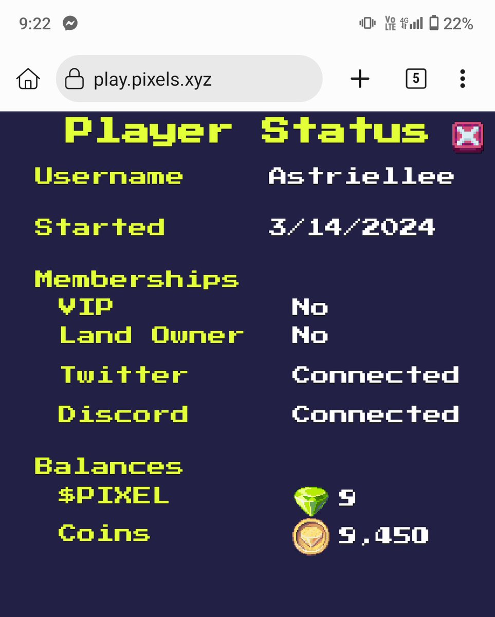 astrielle_'s tweet photo. Day 2 of Playing Pixels @pixels_online 😁 https://t.co/rshNhJ9YgE